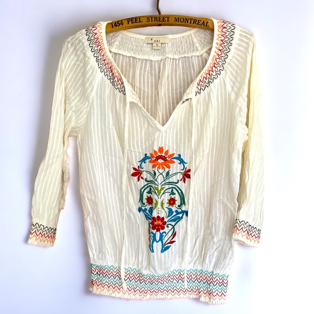 XX1 boho embroided blouse in medium